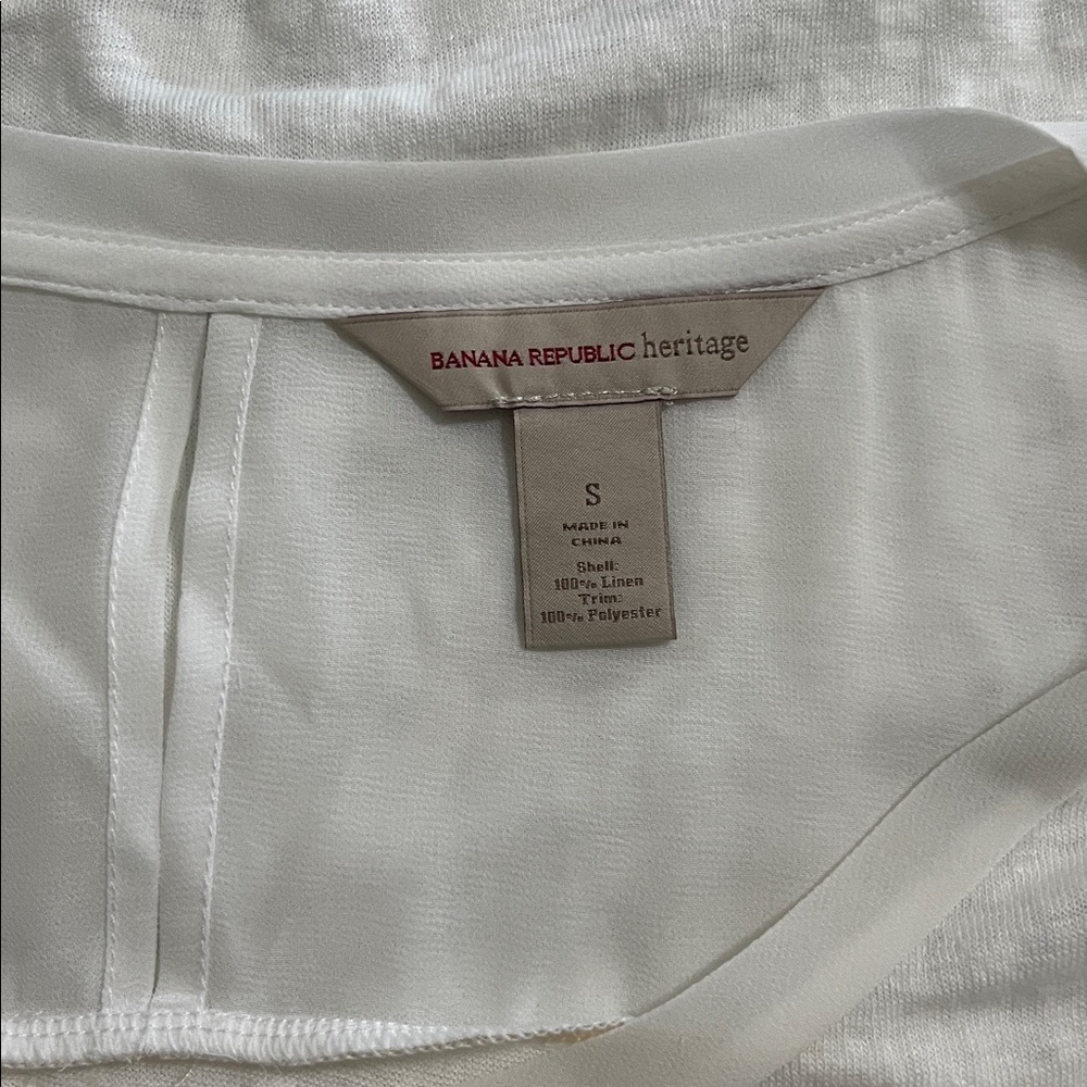 Banana Republic Linen White Short Sleeve Tee - Picture 3 of 6